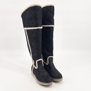 Nine West Women’s Deep Snow Black Faux Shearling Tall Boots Size 8.5